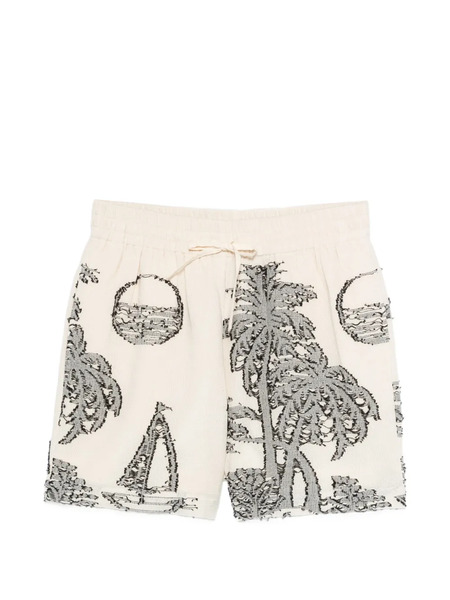  Maison Labiche Tree-embroidered Shorts - Neutrals 