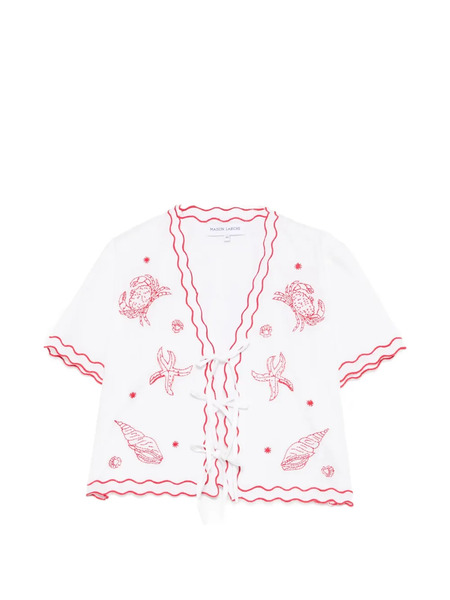  Maison Labiche Veneur Scalloped Embroidered Blouse - White 