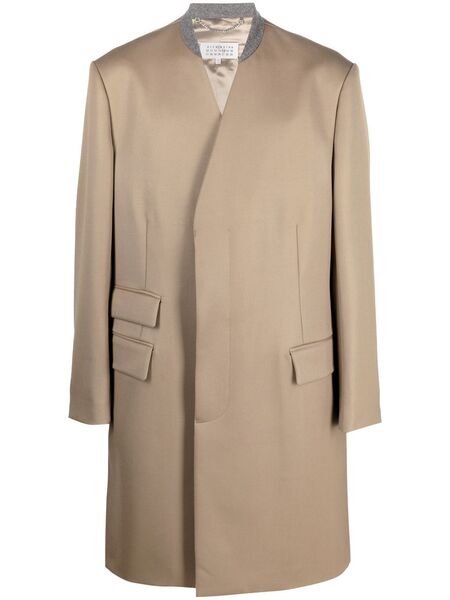  Maison Margiela Cavalry Single-breasted Wool Coat - Neutrals 