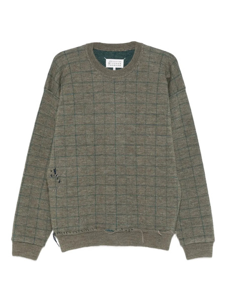  Maison Margiela Check-pattern Distressed Sweater - Green 