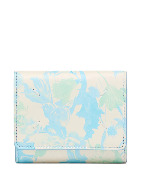  Maison Margiela Floral Zip Leather Wallet - Neutrals 