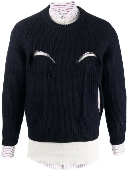  Maison Margiela Layered Wool Sweater - Blue 