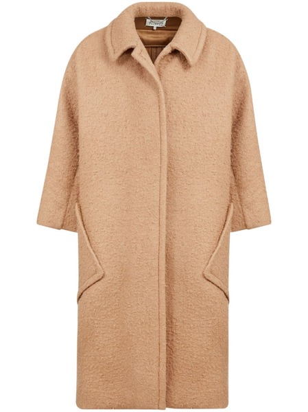  Maison Margiela Oversized Effect Bouclé Mohair Coat - Neutrals 