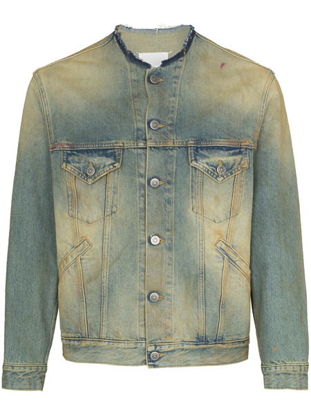  Maison Margiela Raw-cut Collar Denim Jacket - Neutrals 