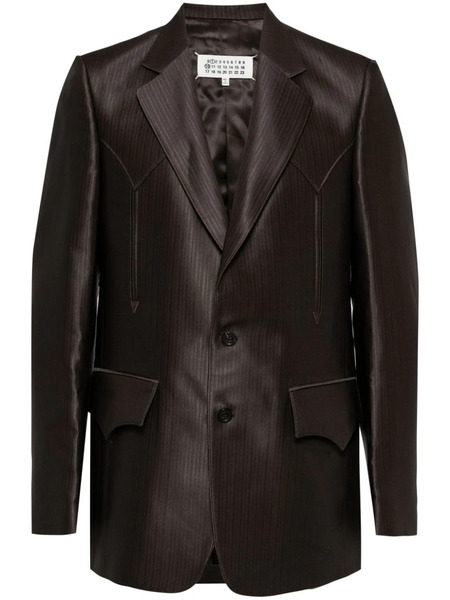  Maison Margiela Striped Single-breasted Blazer - Brown 
