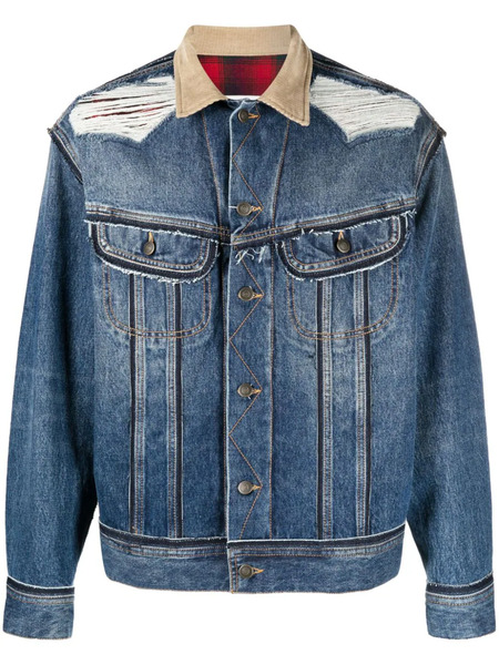  Maison Margiela X Pendleton Distressed Denim Jacket - Blue 