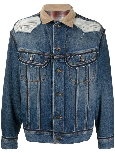  Maison Margiela X Pendleton Distressed Denim Jacket - Blue 