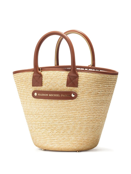  Maison Michel Leather-handle Straw Tote Bag - Neutrals 