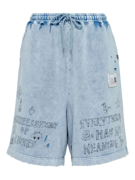  Maison Mihara Yasuhiro Distressed Drawstring Shorts - Blue 