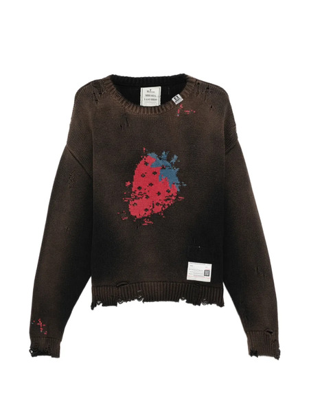  Maison Mihara Yasuhiro Distressed Graphic Jumper - Brown 