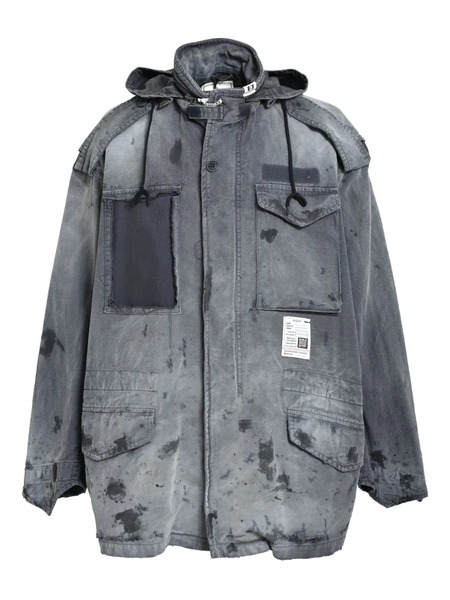  Maison Mihara Yasuhiro Distressed Hooded Jacket - Black 
