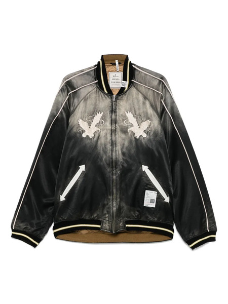  Maison Mihara Yasuhiro Embroidered Satin Bomber Jacket - Black 