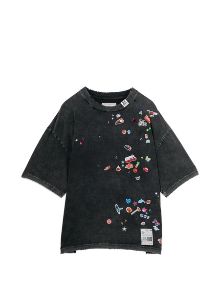  Maison Mihara Yasuhiro Kids Sticker Distressed Embellished T-shirt - Grey 