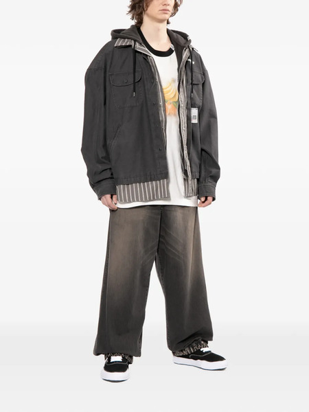  Maison Mihara Yasuhiro Striped Hooded Jacket - Black 