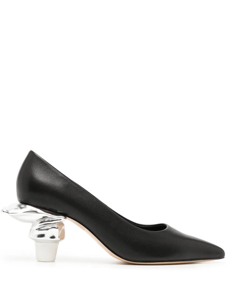  Maison Mihara Yasuhiro Toothpaste Heel 60mm Leather Pumps - Black 