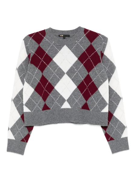  Maje Argyle-print Sweater - Grey 