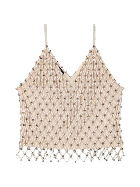  Maje Beaded V-neck Top - Neutrals 