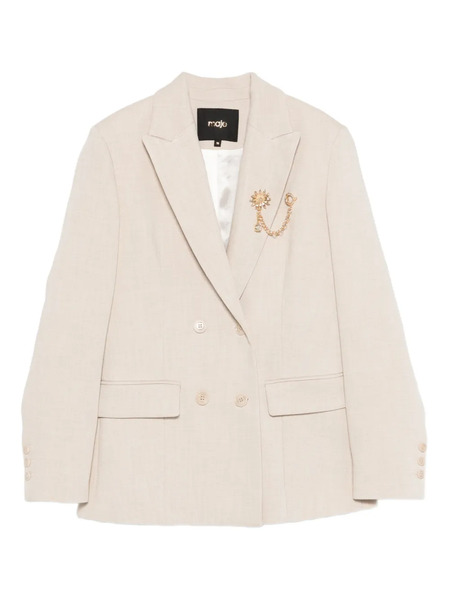  Maje Brooch-detail Blazer - Neutrals 