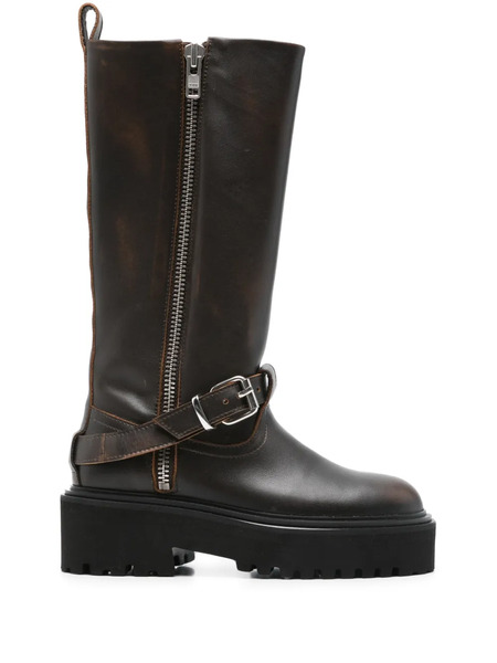  Maje Buckle-strap Platform Boots - Brown 