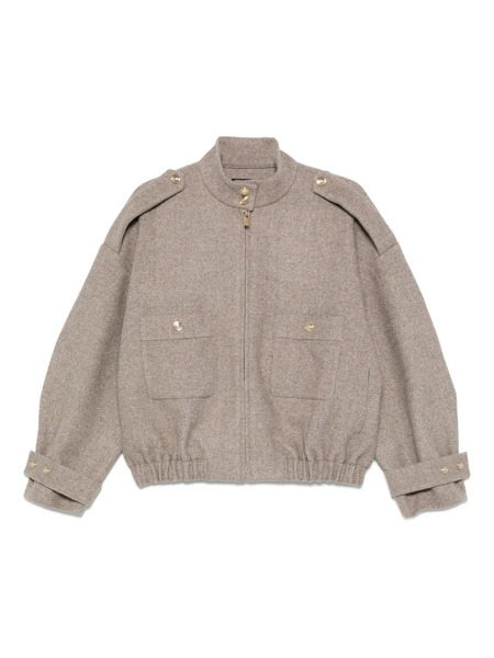  Maje Button-detailed Bomber Jacket - Neutrals 