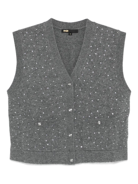  Maje Button Embellished Polo Top - Grey 