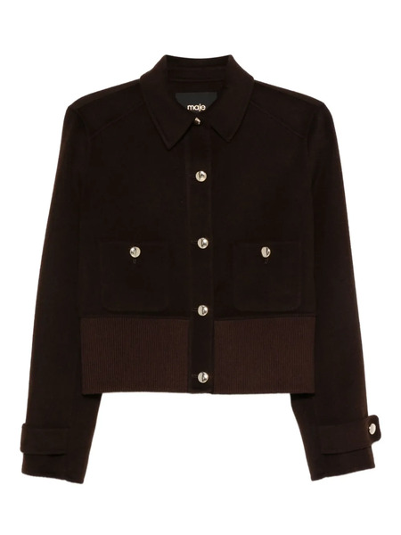  Maje Button-fastening Ribbed Bomber Jacket - Brown 