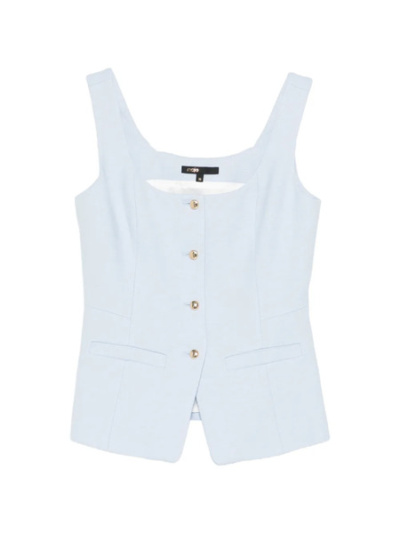  Maje Button-up Sleeveless Top - Blue 