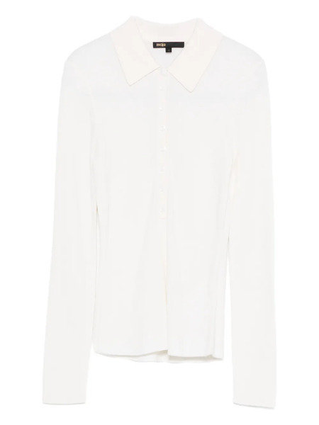  Maje Buttoned Collared Sweatshirt - Neutrals 