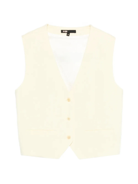  Maje Buttoned Sleeveless Gilet - Yellow 