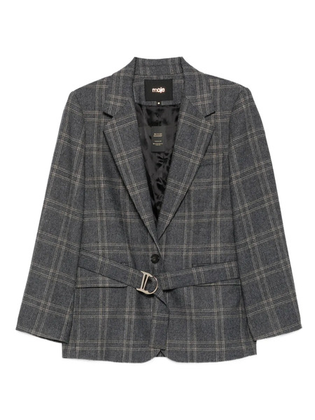  Maje Checked Belted Blazer - Grey 
