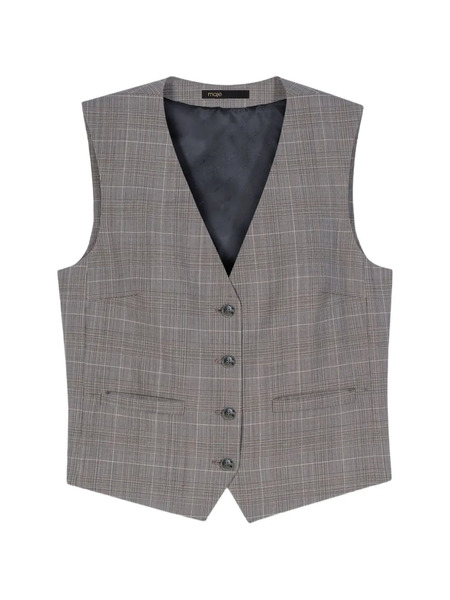  Maje Checked Buttoned Waistcoat - Grey 