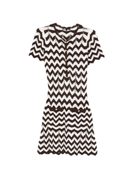  Maje Chevron Button Mini Dress - Brown 