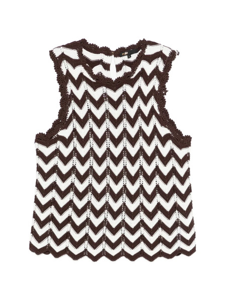  Maje Chevron Crochet Top - Brown 