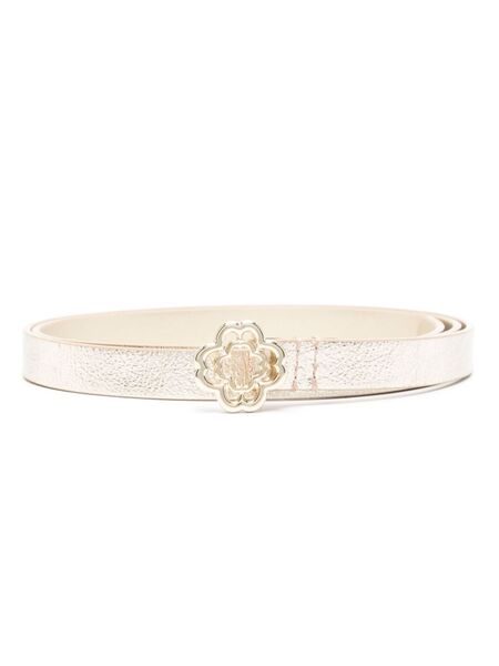  Maje Clover Slim Leather Belt - Gold 