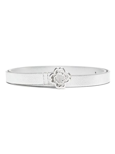  Maje Clover Slim Leather Belt - Silver 