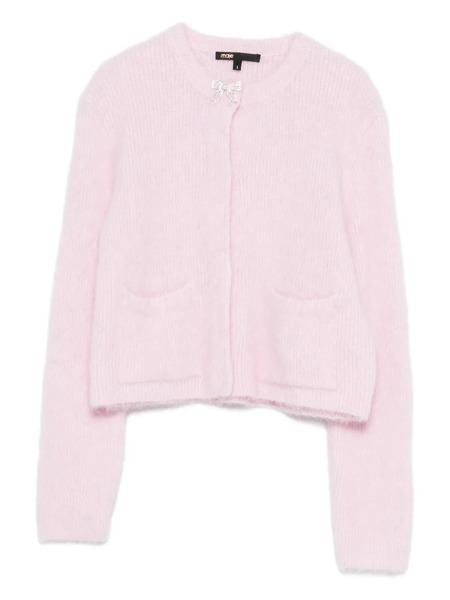  Maje Collar-embellished Long-sleeve Cardigan - Pink 