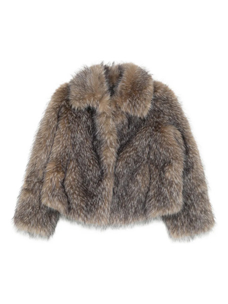  Maje Collared Faux-fur Coat - Brown 