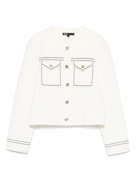  Maje Contrast-stitch Cardigan - Neutrals 