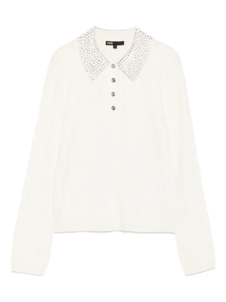  Maje Embellished-collar Polo Top - White 