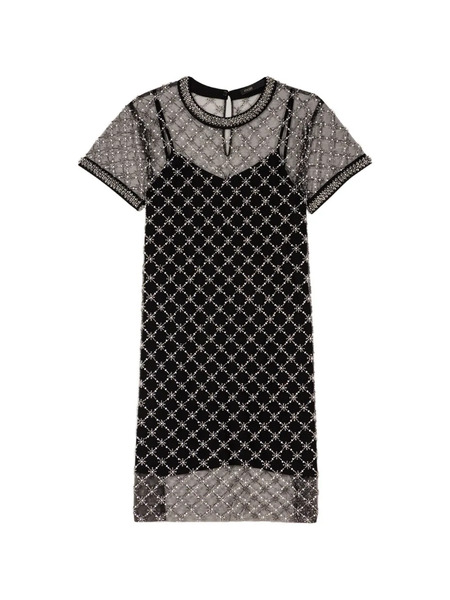  Maje Embellished Short-sleeve Mini Dress - Black 