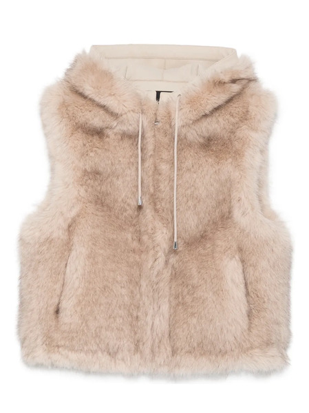  Maje Faux Fur Hooded Gilet - Neutrals 