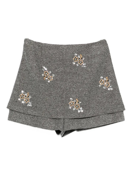  Maje Floral-embellished Layered Skorts - Grey 