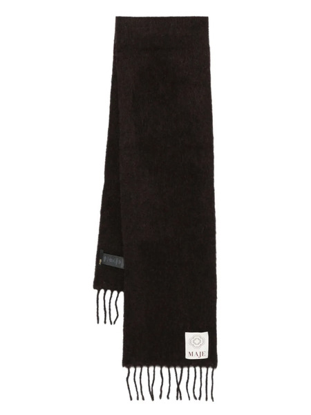  Maje Fringed Alpaca Wool Scarf - Brown 