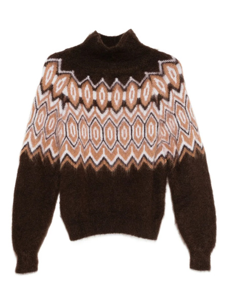  Maje Geometric-pattern Sweater - Brown 