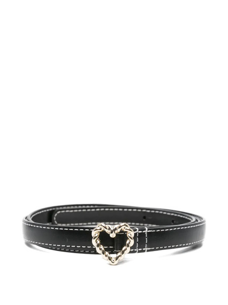  Maje Heart-buckle Leather Belt - Black 