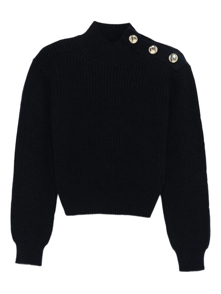  Maje High-neck Button-detail Sweater - Blue 