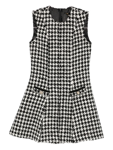  Maje Houndstooth Pleated Mini Dress - White 