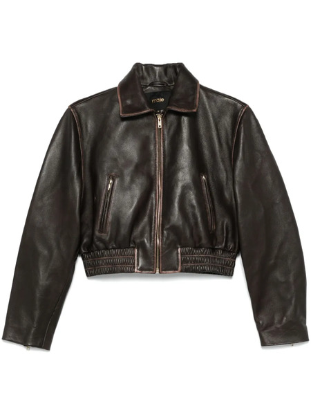  Maje Leather Jacket - Brown 