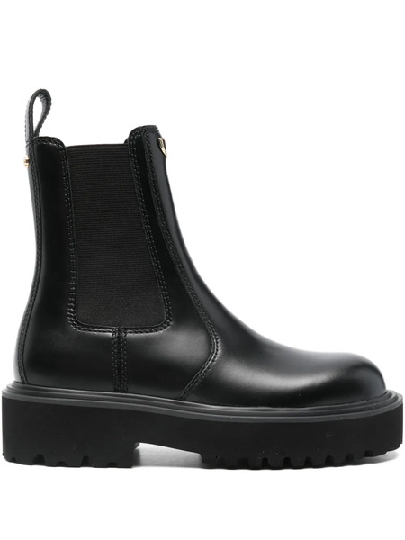  Maje Leather Platform Boots - Black 