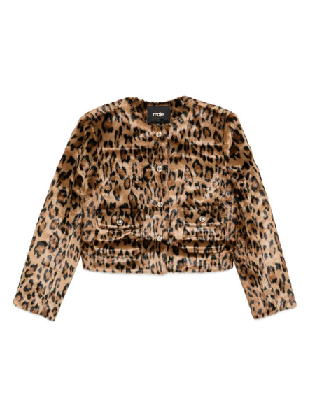  Maje Leopard-print Buttoned Jacket - Brown 